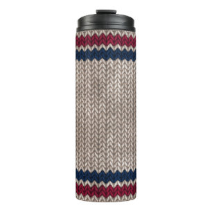 Bouteilles Isothermes Rouge Blanc bleu Knit look Stripe Motif