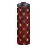 Rouge Bourgogne et Or Motif d'Araignée Grunge