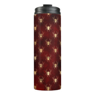 Bouteilles Isothermes Rouge Bourgogne et Or Motif d'Araignée Grunge