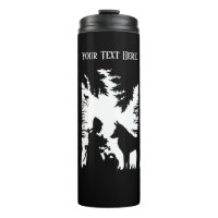 Rouge équitation dans Bois Arbres Wolf Black Silho