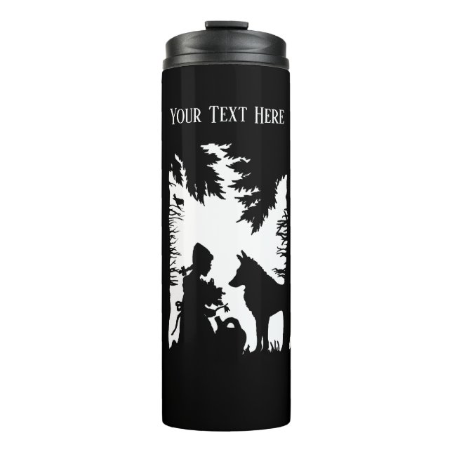 Bouteilles Isothermes Rouge équitation dans Bois Arbres Wolf Black Silho (Devant)