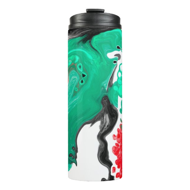 Bouteilles Isothermes Rouge, vert, noir et Marbre blanc Fluid Art (Devant)