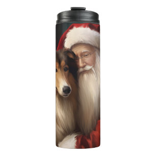 Bouteilles Isothermes Rough Collie Avec Noël Festif Du Père Noël