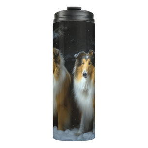 Bouteilles Isothermes Rough Collie Snowy Sleigh Décor de Noël