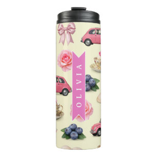 Bouteilles Isothermes Ruban de cocktail rose coquette personnalisé adora