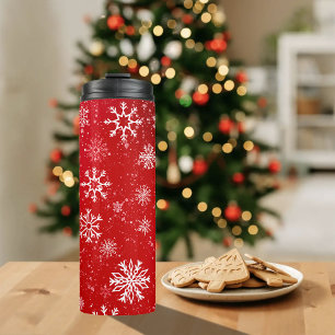 Bouteilles Isothermes Ruby Red Festive Noël Blanc Flocons de Neige 