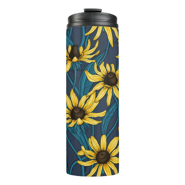 Bouteilles Isothermes Rudbekia jaune sur la marine (Devant)