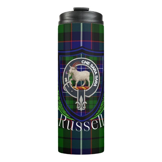 Bouteilles Isothermes Russell Scottish Clan Tartan & Crest (Devant)