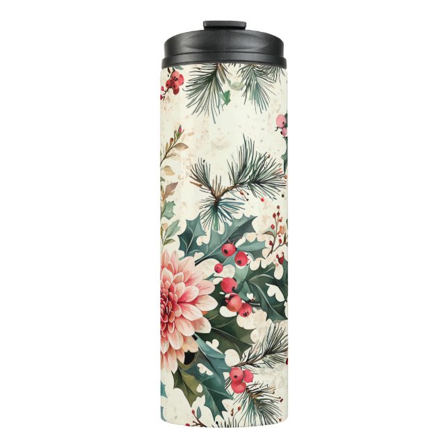 Bouteilles Isothermes Rustic Bird et Poinsettia Motif de Noël (11) (Devant)