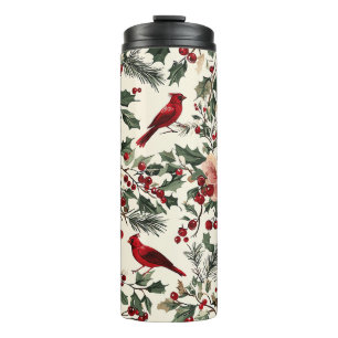 Bouteilles Isothermes Rustic Bird et Poinsettia Motif de Noël (14)