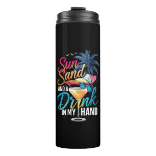 Bouteilles Isothermes Sable de soleil et un verre dans ma croisière sur 