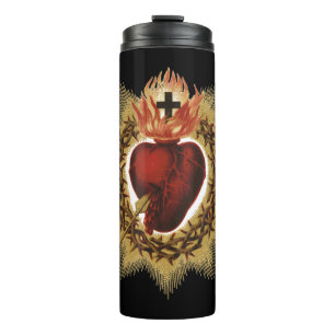 Bouteilles Isothermes Sacré Coeur de Jésus Dévotion Catholique T-Chemise
