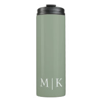 Sage vert et blanc | Monogramme moderne