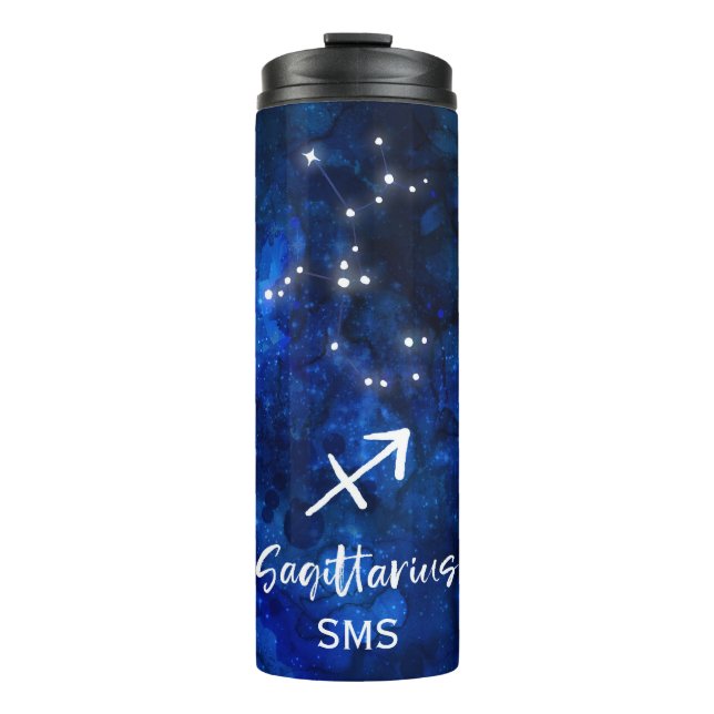 Bouteilles Isothermes Sagittaire Zodiac Constellation Galaxie Monogramme (Devant)