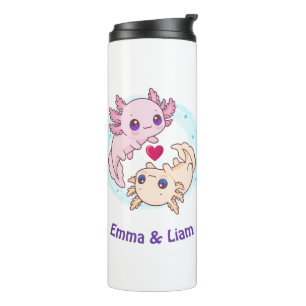 Bouteilles Isothermes Saint-Valentin personnalisé pour couple d'axolotls