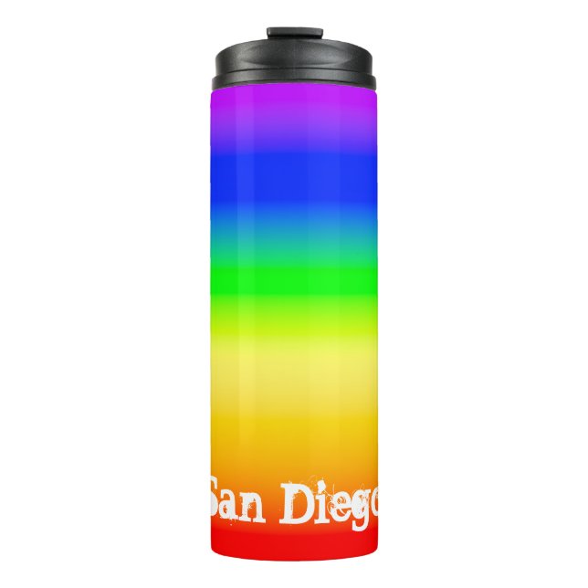 Bouteilles Isothermes San Diego Pride LGBT Rainbow Ombre Stripes (Devant)