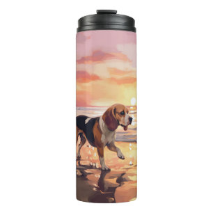 Bouteilles Isothermes Sandy Paws Beagle Chien sur la Plage Coucher de So