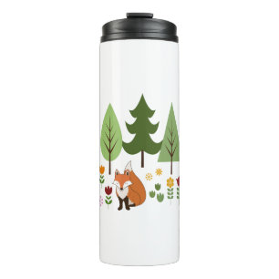 Bouteilles Isothermes Scandinavian Style Fox Flowers Trees Illustration