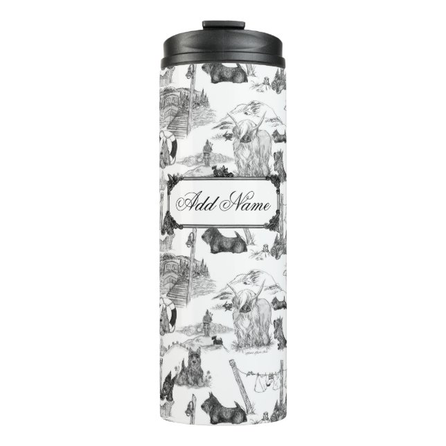 Bouteilles Isothermes SCOTTISH Terrier Black Toile avec nom personnalisé (Devant)