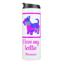 Scottish Terrier/ Scottie Chien rose&Blue Silhouet