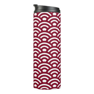 Bouteilles Isothermes Seigaiha, Vagues, Japonais, Bourgogne et Blanc