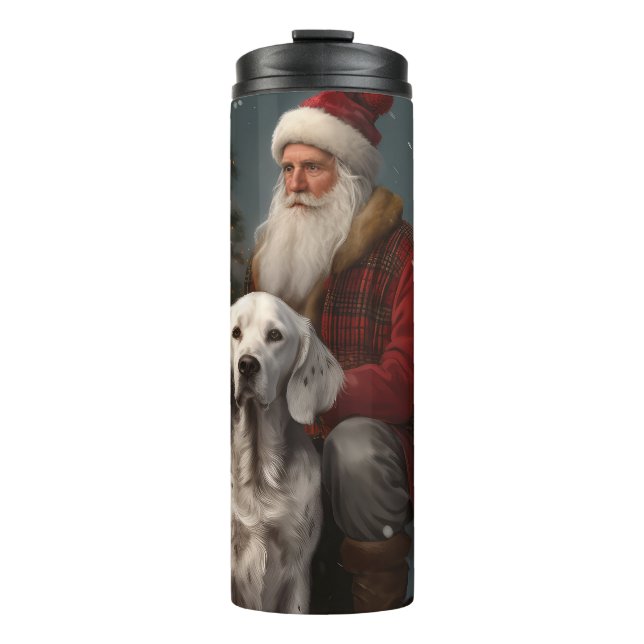 Bouteilles Isothermes Setter anglais avec Noël Festif du Père Noël (Devant)