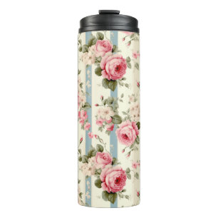 Bouteilles Isothermes Shabby Chic Roses Vintages