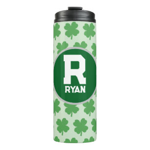 Bouteilles Isothermes Shamrock Nom personnalisé Monogramme vert logo