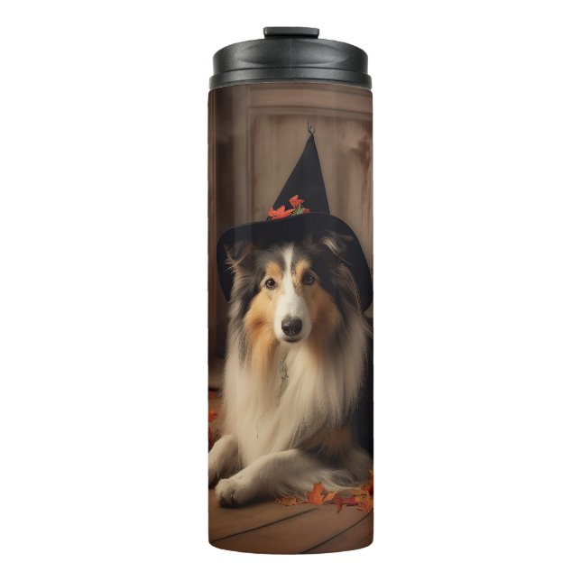 Bouteilles Isothermes Shetland Sheepdog Citrouille Halloween effrayant (Devant)