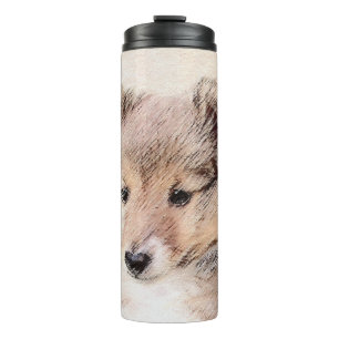 Bouteilles Isothermes Shetland Sheepdog Puppy Peinture Chien original ar