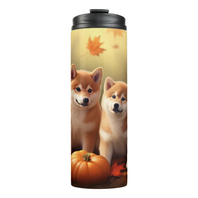 Bouteilles Isothermes Shiba Inu Chiot Automne Citrouille de plaisir (Devant)