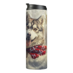 Bouteilles Isothermes Sibérie Husky Chien Festif de Noël