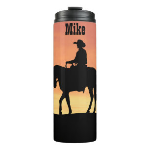 Bouteilles Isothermes Silhouette de cowboy au coucher du soleil