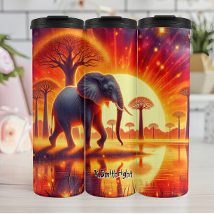 Bouteilles Isothermes Silhouette éléphant contre coucher de soleil de fe