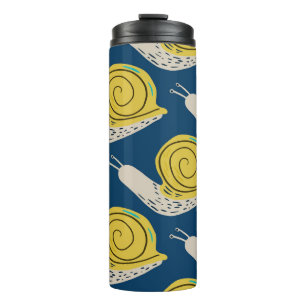 Bouteilles Isothermes Silhouettes d'escargots : jaune, motif rose.