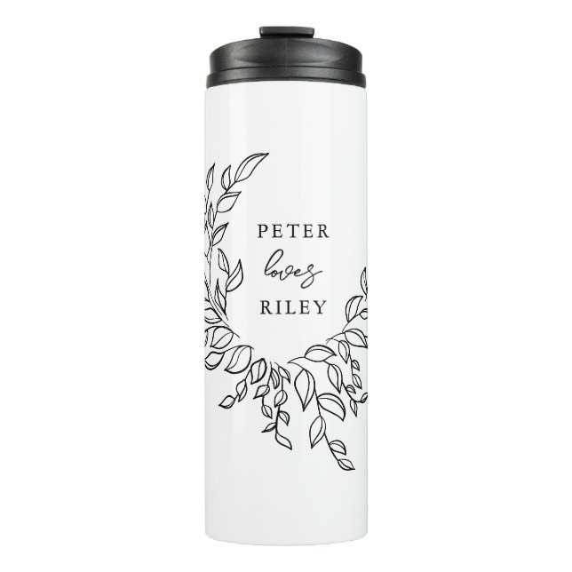 Bouteilles Isothermes Simple Logique Script Botanique Wreath Couples Cad (Devant)