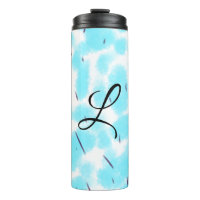 Simple sky blue black watercolor add your monogram