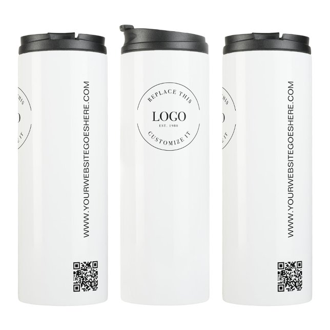 Bouteilles Isothermes Site web de code QR avec logo d'entreprise personn (Simple business logo, QR code, website promotional tumbler.)