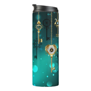 Bouteilles Isothermes Skeleton Keys on Green Background