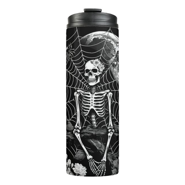 Bouteilles Isothermes Skeleton Spider Moon Web Black Halloween (Devant)