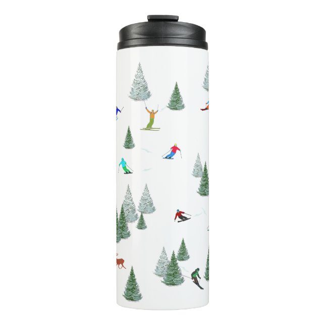 Bouteilles Isothermes Skiers Downhill Skiing Illustration  (Devant)