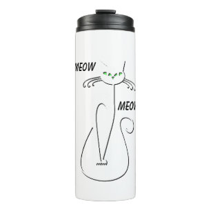 Bouteilles Isothermes Slinky Black Cat Meow Meow Texte Personnalisé Yeux