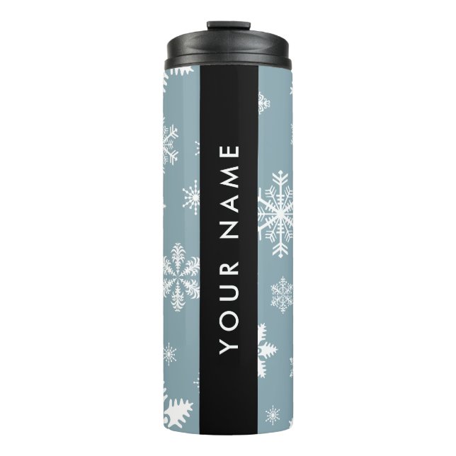Bouteilles Isothermes Snowflakes blanc, Grey, Votre nom, Personnaliser (Devant)