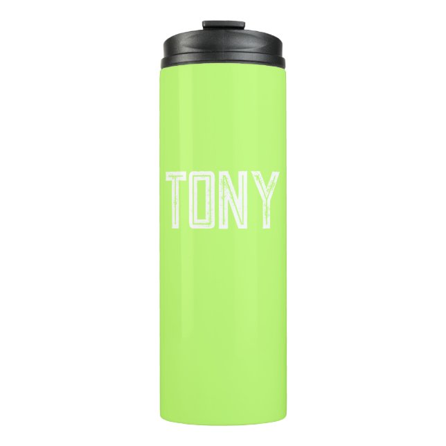 Bouteilles Isothermes Solide Neon Apple Green Nom personnalisé Monogramm (Devant)