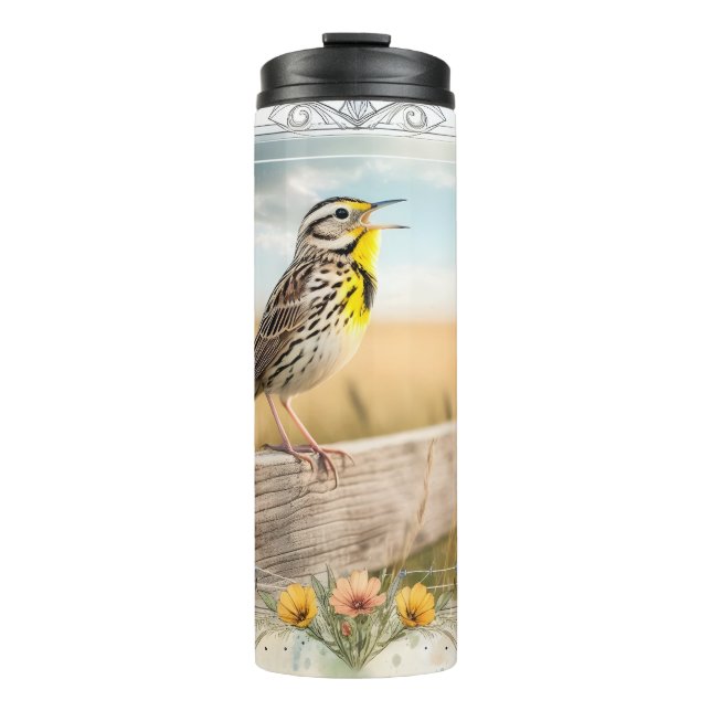 Bouteilles Isothermes Songeur de Meadowlark Aquarelle Paruline de prairi (Devant)