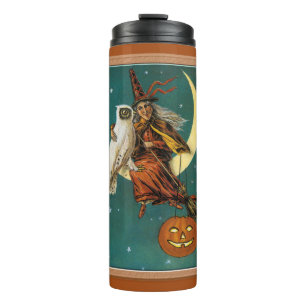 Bouteilles Isothermes Sorcière et hibou d'Halloween
