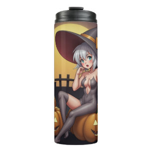 Bouteilles Isothermes Sorcière Halloween Œil Vert sur citrouillesジャックo-L
