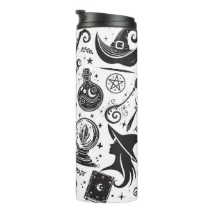 Bouteilles Isothermes Sorcière Magique Fantaisiste Wiccan Païen Noir & B