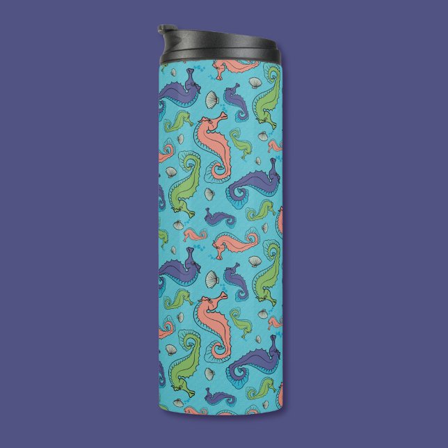 Bouteilles Isothermes Sous la mer - Cheval de mer et Motif de coque (Créateur téléchargé)