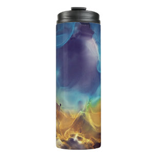 Bouteilles Isothermes Space Nebula bleu jaune Alcool art